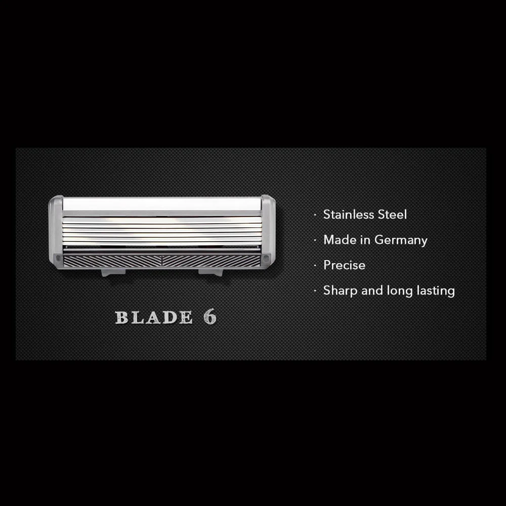 Qshave Nhện Đen Mới 6 Hệ Thống Lưỡi Người Hướng Dẫn Sử Dụng Dao Cạo Râu Đức X6 Lưỡi Dao Với Tông Đơ Cắt Lưỡi Dao, 4 & 8 & 16 Hộp Mực Lựa Chọn