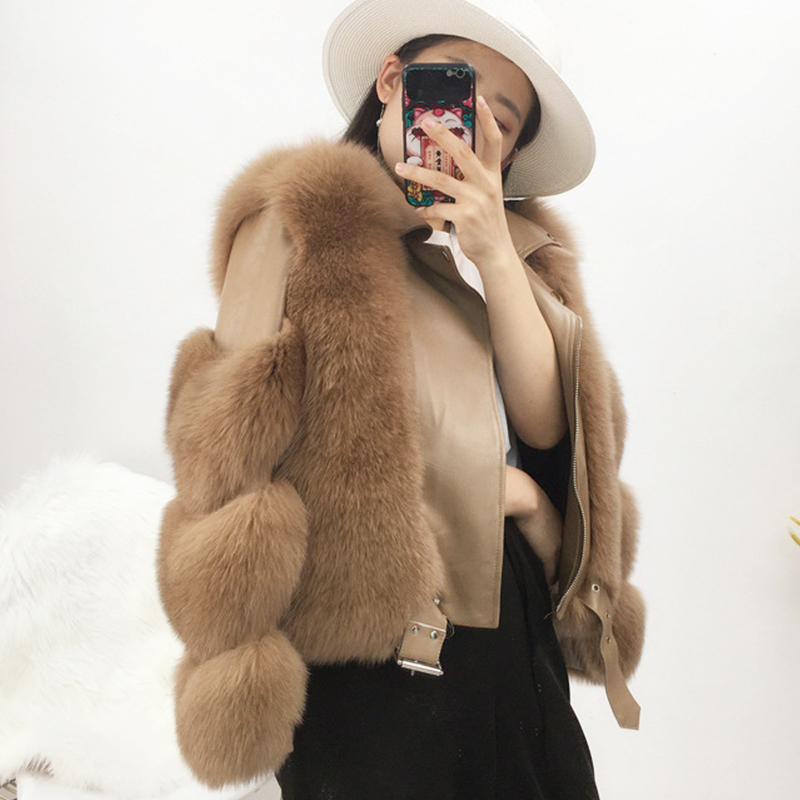 2020 inverno real casacos de pele de raposa das mulheres jaquetas de couro de pele de carneiro genuíno natural jaqueta de pele de raposa senhoras luxo outwear oversize