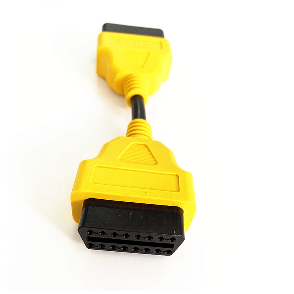 Cable de extensión OBD 2 amarillo 13CM macho a hembra uso 16 pines OBD 2 enchufe adaptador de extensión Cable conector divisor