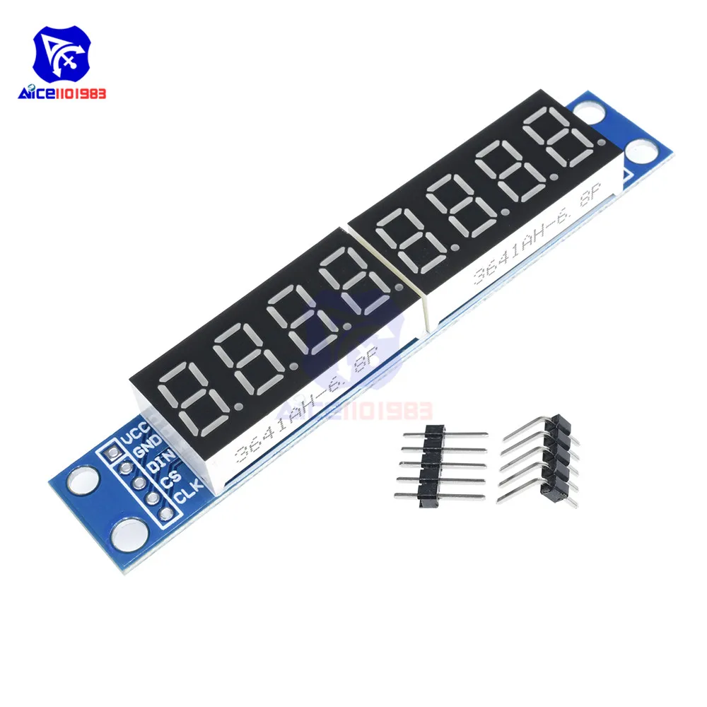 Diymore max7219 módulo de controle de exibição de tubo led de 8 dígitos para arduino 3.3v 5v microcontrolador driver serial de 7 segmentos