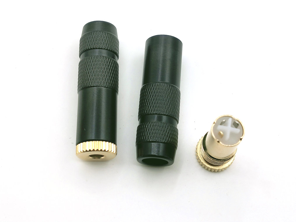 2 Buah Tembaga 3.5Mm 3 Tiang Perempuan/3.5Mm 4 Tiang Perempuan Inline Soket Adaptor Solder