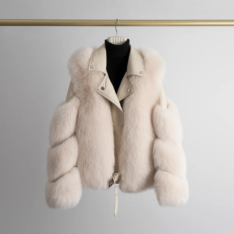 Winter Neue Stil Aviator Mode Fuchs Pelz Jacke Frau Echtes Leder Natürliche Pelzmantel mit gürtel