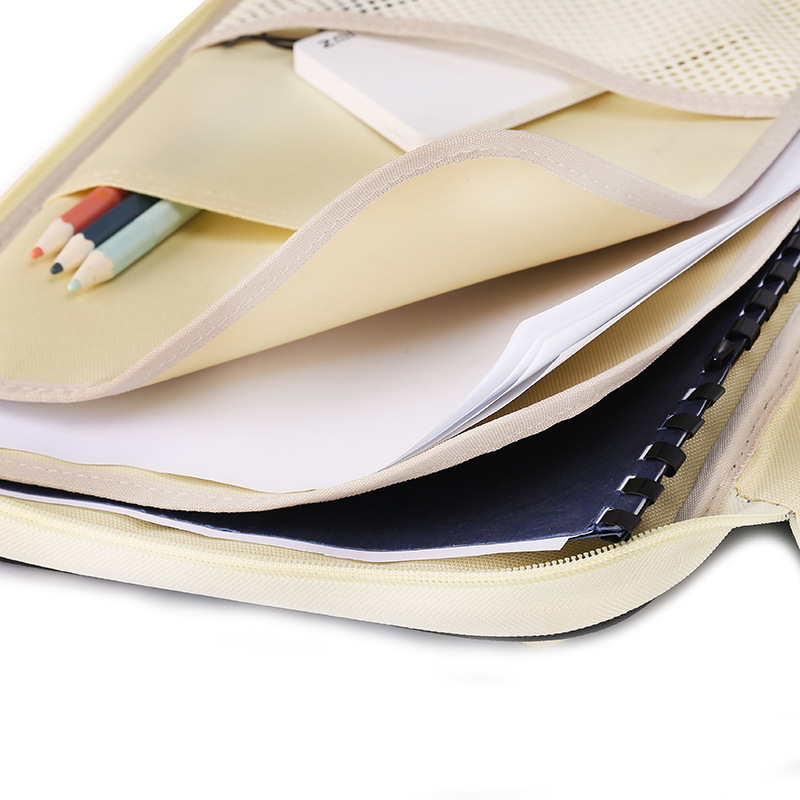 Multifunctional A4 file bag portable zipper men women handbags file package casual portable meeting briefcase ipad bag Notebooks