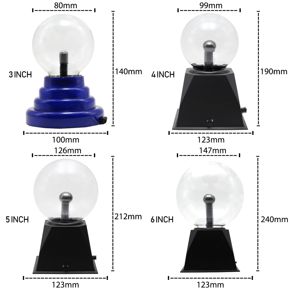 Novedad bola mágica de Plasma luz eléctrica lámpara de noche 3 4 5 6 pulgadas luces de mesa esfera navidad niños regalo cristal Lámpara de Plasma