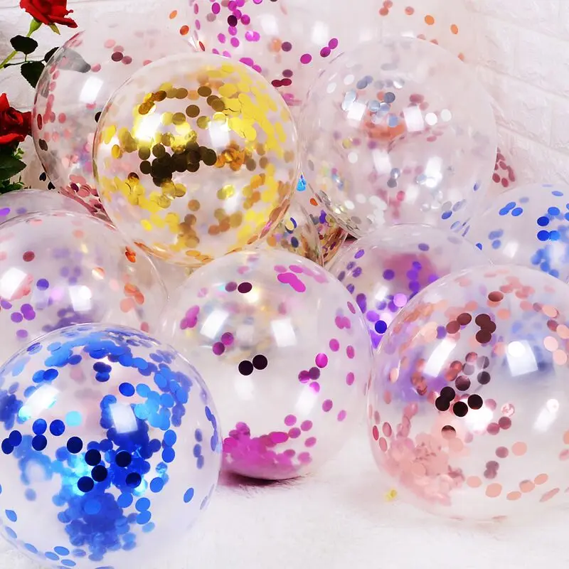 5/10/20 Chiếc Vàng Confetti Bong Bóng Cao Su Lấp Lánh Trong Suốt Heli Bóng Cưới Cho Bé Sinh Nhật đồ Trang Trí