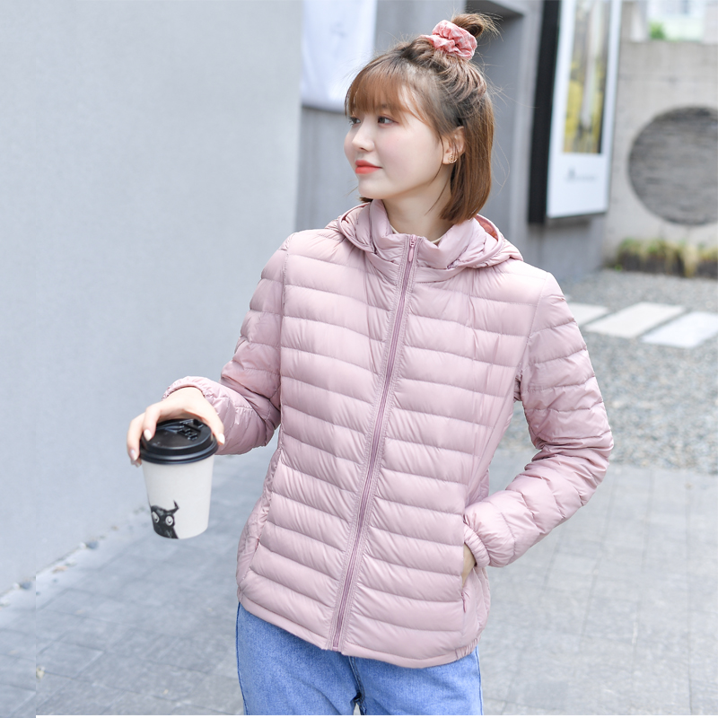 Vrouwen Ultra Licht Donsjack 90% Witte Eendendons Lente Uitloper Hoed Afneembare Puffer Jas Slanke Jas Vrouwelijke Kleding