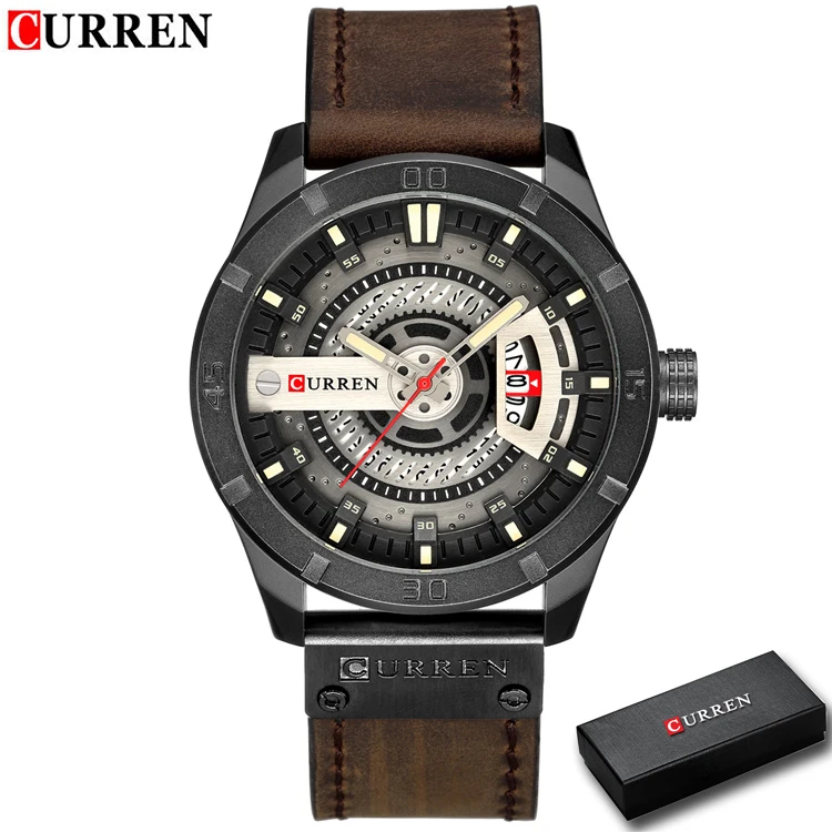 Reloj de lujo marca CURREN, relojes deportivos militares para hombre, reloj de cuarzo con fecha, reloj de pulsera de cuero informal para hombre, reloj Masculino