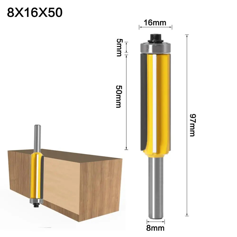 1-3pc 8mm Flush Trim bit Z4 Pattern Router Bit Top & Bottom Bearing Bits Milling Cutter For Wood Woodworking Cutters