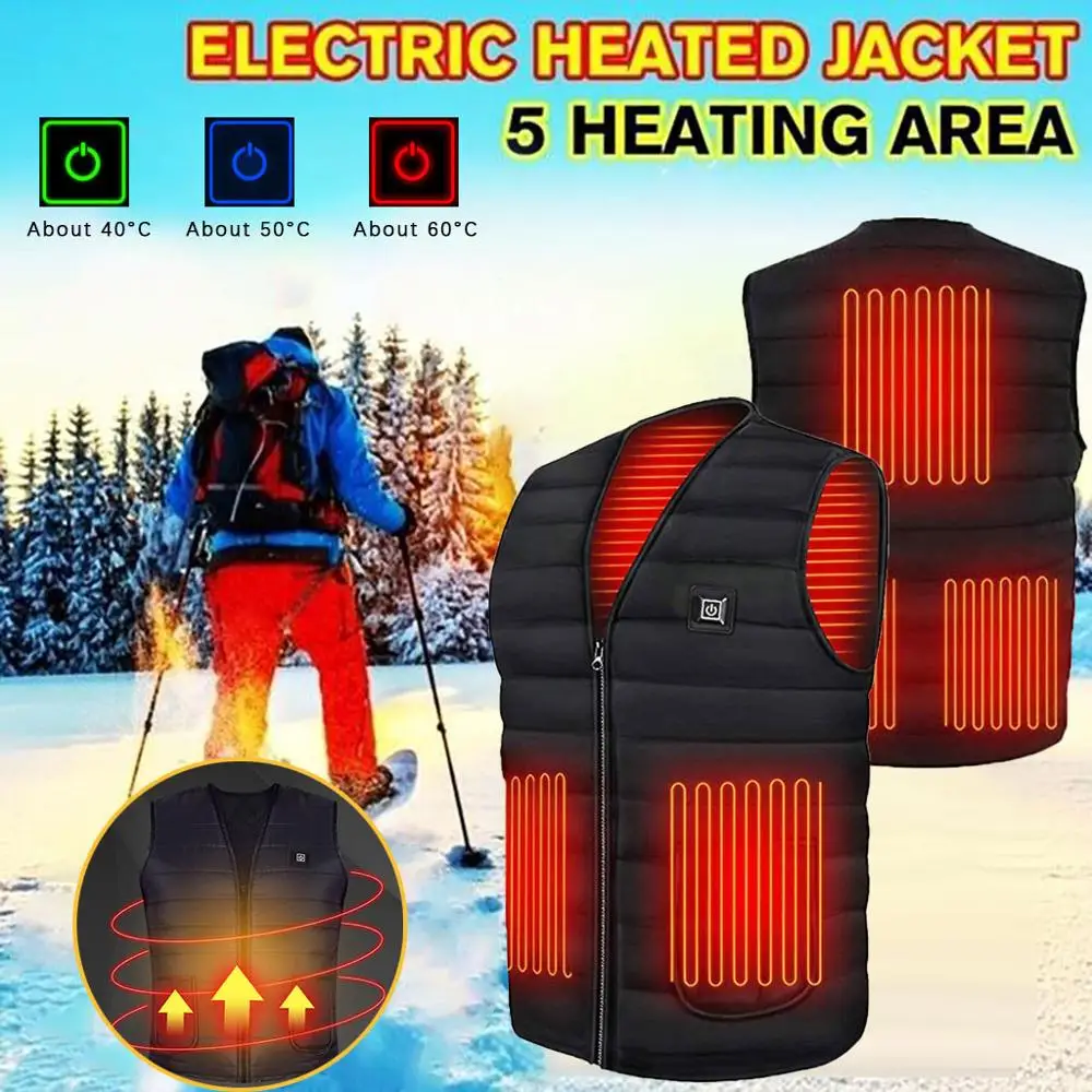 Chaleco calefactor de 11 áreas para hombre/mujer, chaleco informal con cuello en V y calefacción por USB, chaqueta calefactora de temperatura con Control inteligente, abrigo de algodón para caza de invierno