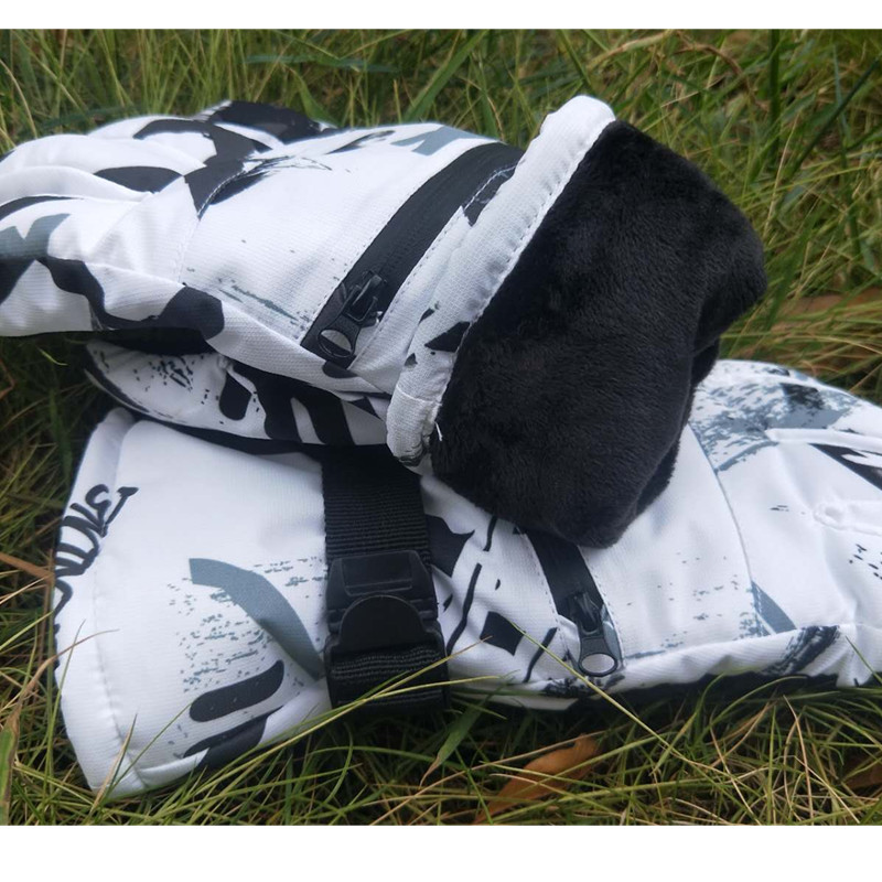 Gants de Ski de Snowboard d'hiver en cuir PU, antidérapants, pour écran tactile, imperméables, pour moto, cyclisme, polaire, chauds, unisexe