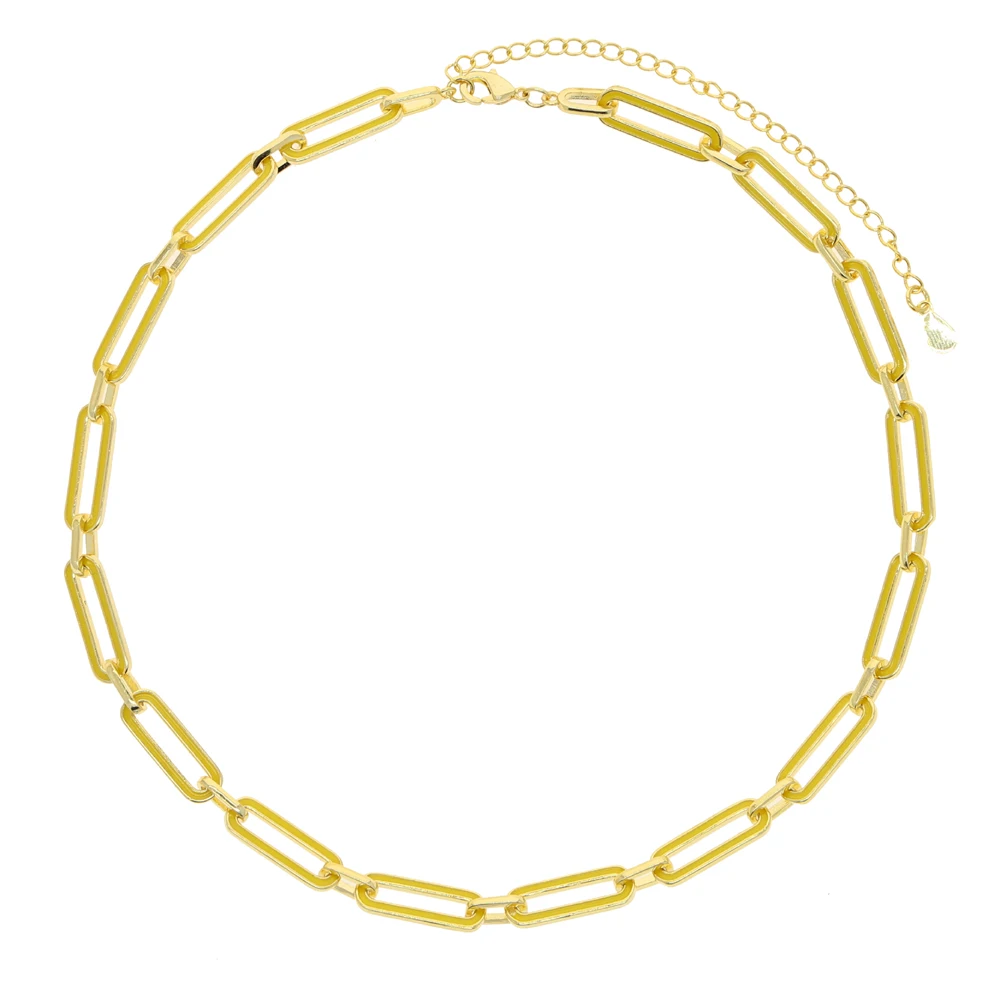 Vnox Kalung Enamel 7 Warna Punk Dasar untuk Pria Wanita Rantai Lengkung Kuba Choker Warna Emas Logam Padat 35 + 10Cm