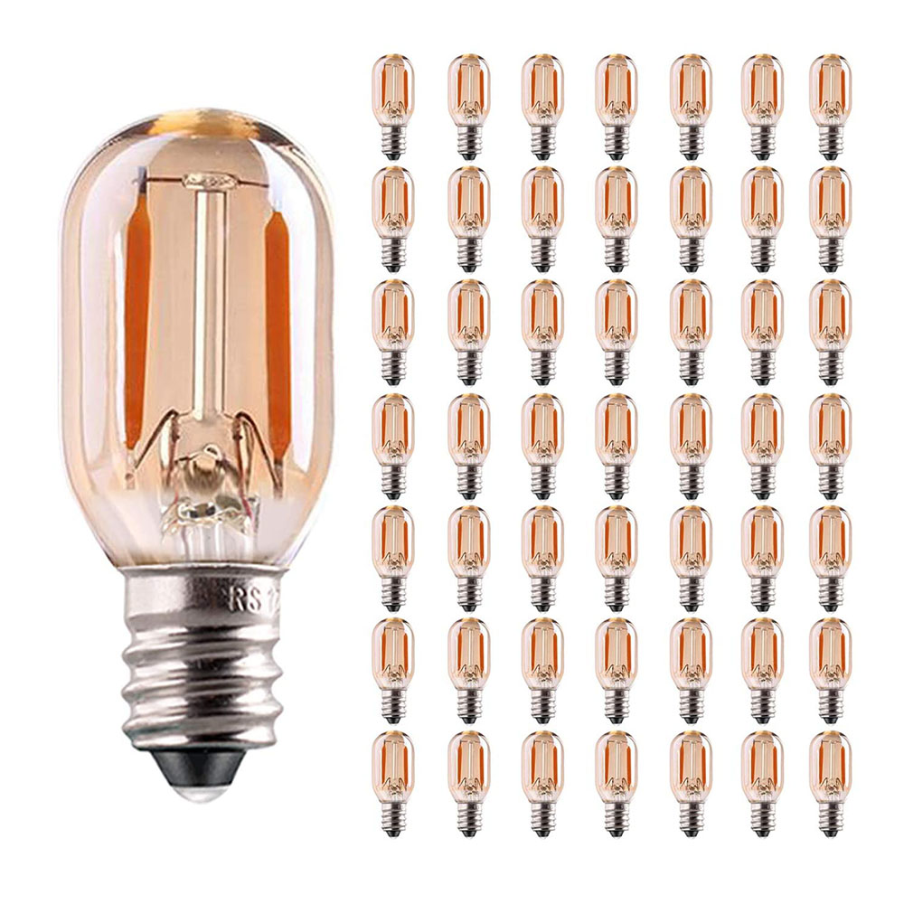 T22G Dimmbare LED Lampen 1W Vintage Rohr Nacht Glühbirnen Bernstein Glas E12 E14 Leuchter LED String Lichter 220V 2200K Kronleuchter