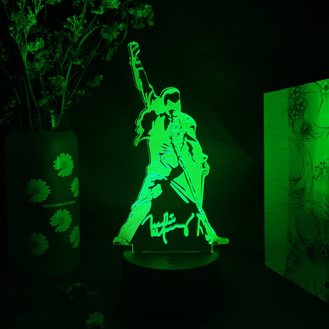 3D Led Night Light Queen Freddie Mercury Figure Color Changing Nightlight Office Bedroom Table Decor Lamp Xmas Gift Desktop Lamp