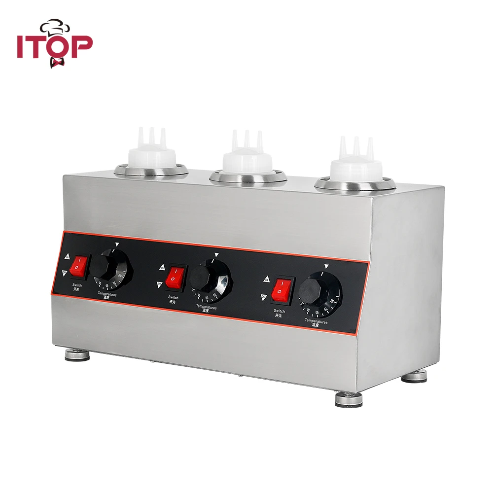 Miếng Dán Cường Lực ITOP Thương Mại Sô Cô La Nóng Sốt Ấm Điện Inox 1/2/3/4 Chai Tương Mứt Nóng Máy Làm Đầy