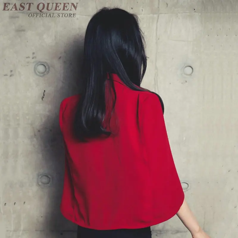 레드 여성 블라우스, 케이프 롱 셔츠, 세련된 여성 블라우스, 한국 패션 의류, 2019 봄 여름 신상, DD2269