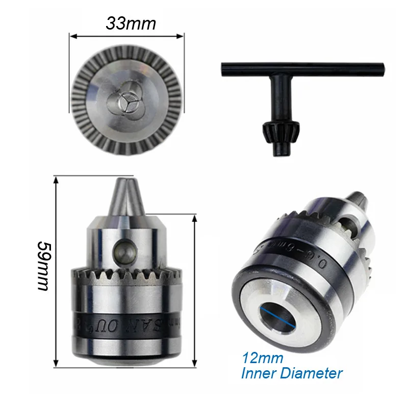 Mini Electric Drill Chuck 1.5-10mm Mount B12 Taper Connector Rod Motor Shaft Chuck For Drill With Adapter Key Wrench Power Tool