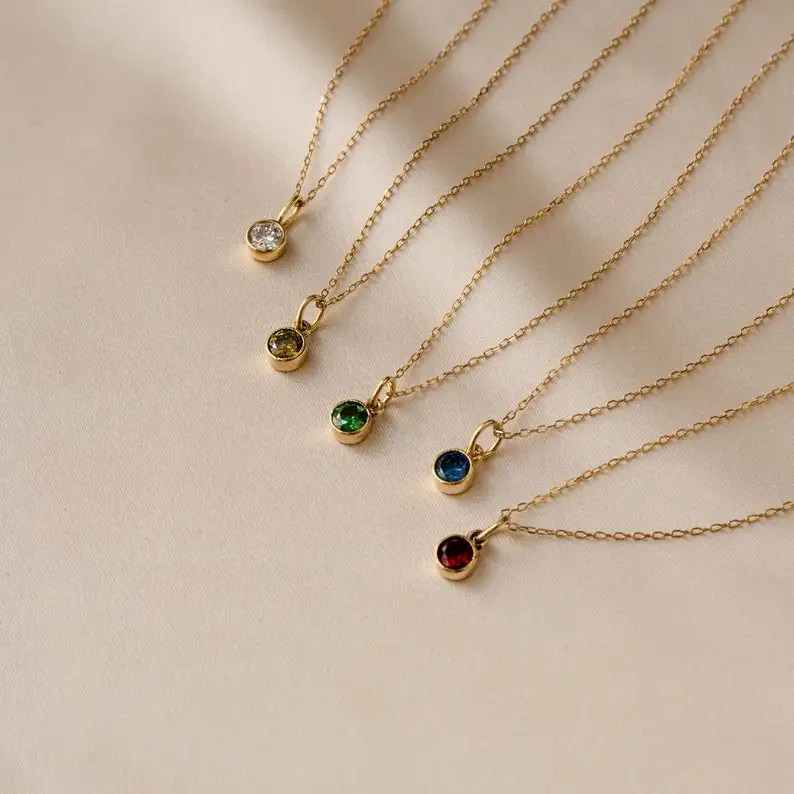 ELAN Venta Collar de piedra natal Collar minimalista de acero inoxidable Joyería personalizada • Regalo de cumpleaños
