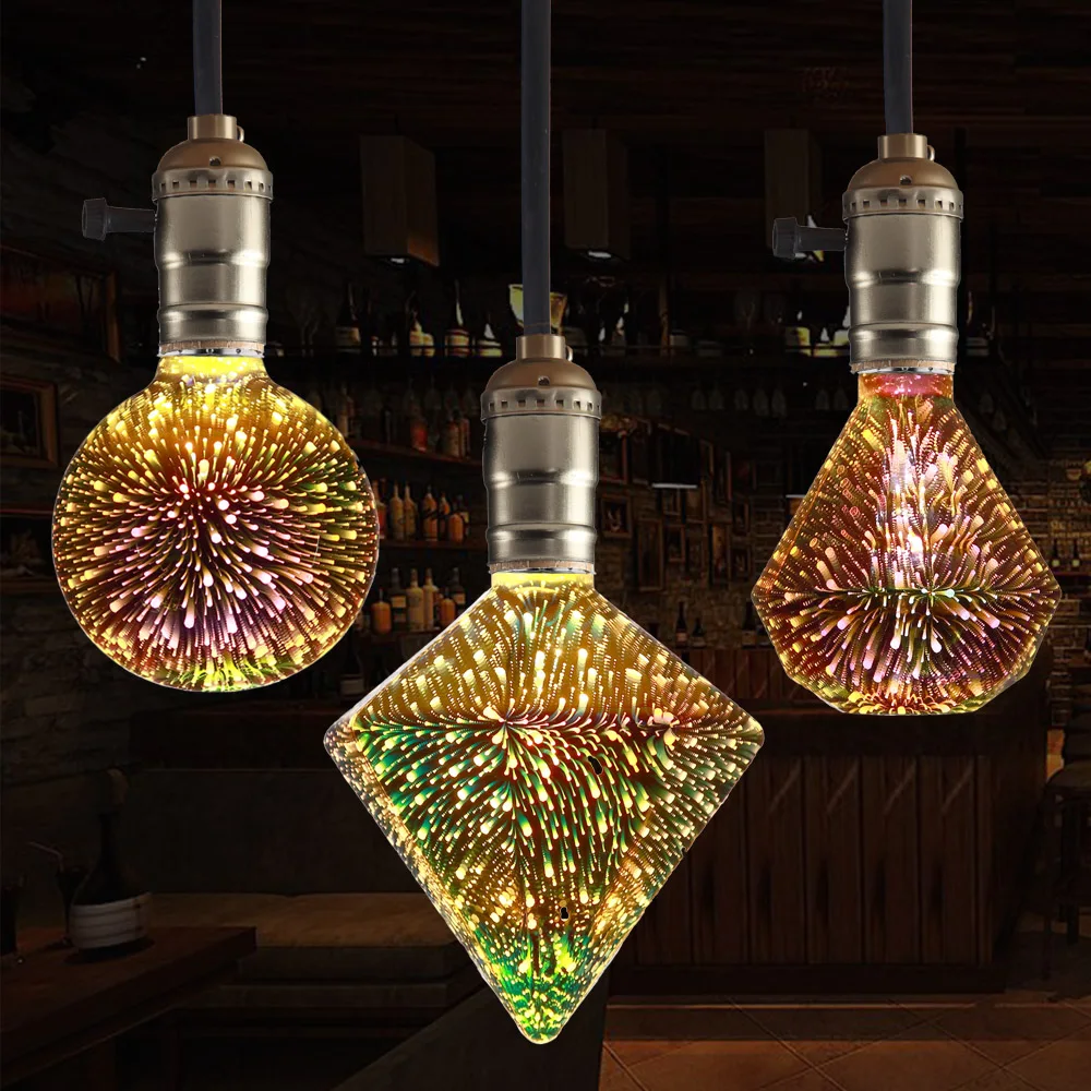 LED 3D エジソンライト電球 E27 AC220V ヴィンテージクリスマスアンプル装飾電球カラフルな LED ランプ家庭用リビングルーム屋内照明