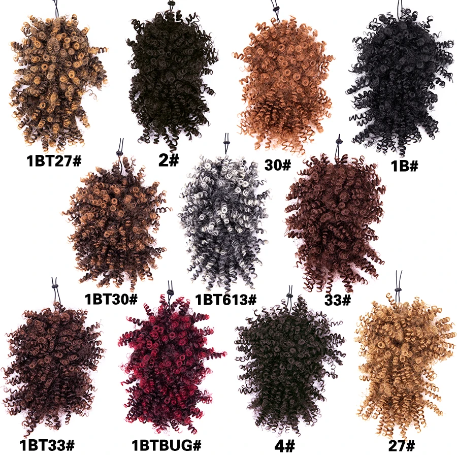 Alileader Tổng Hợp Mới Xoăn Nổ Kinky Tóc Xoăn Nổ Đoạn Ngắn Trên Tóc Extentions Điều Chỉnh Tua Rua Phần Lông Dành Cho Nữ