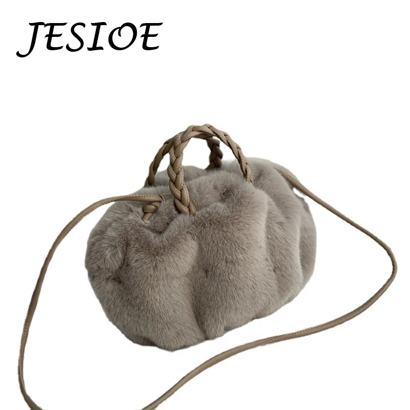 สีทึบ Tote กระเป๋าแฟชั่นคุณภาพสูง Soft Plush ผู้หญิง Designer กระเป๋าถือกระเป๋าเดินทางฟักทองรักแร้กระเป๋า