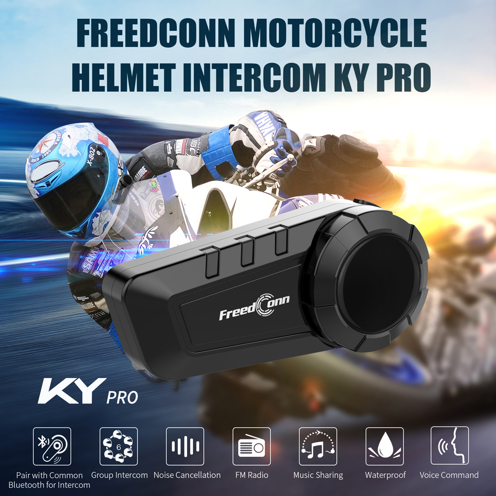 Freedconn KY Pro Motorcycle Intercom Bluetooth helmet Headset Motorbike 6 Riders 1000M Moto Group Waterproof Interphone