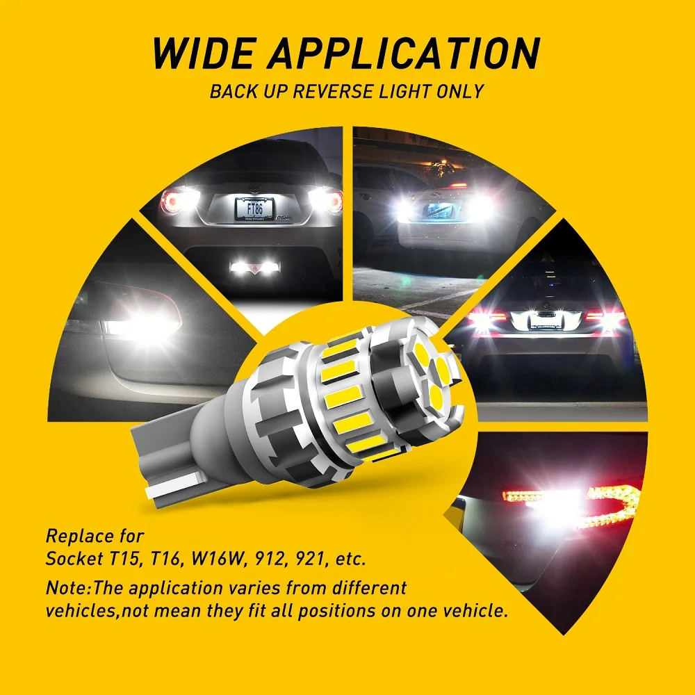 W16W T15 bombilla LED T16 Canbus sin errores Led inverso de respaldo 921 912 bombillas LED luces de coche lámpara de freno luz de freno xenón blanco DC12V