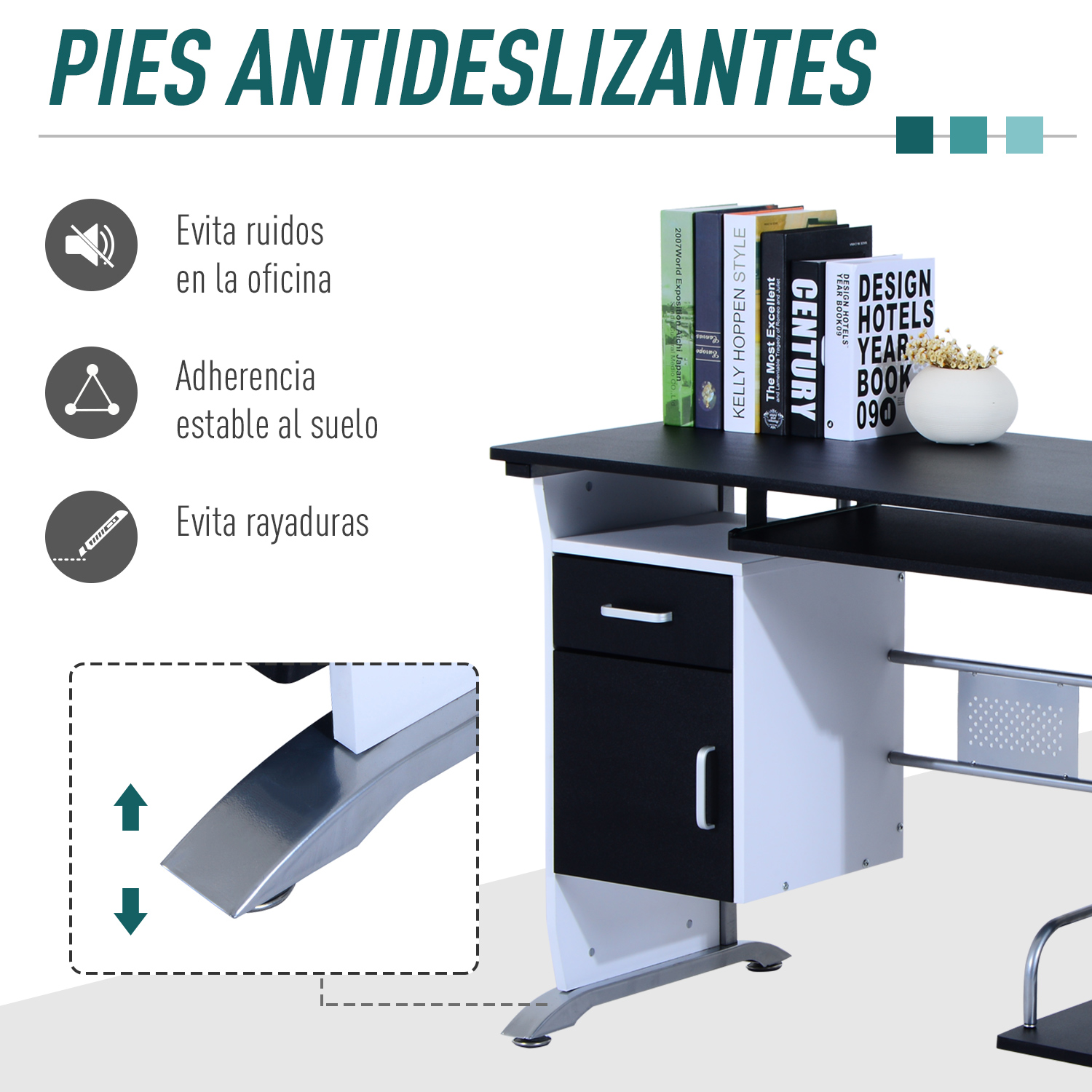 Homcom mesa de orden ador pc despacho escritorio 100x52x75cm mobiliario madera