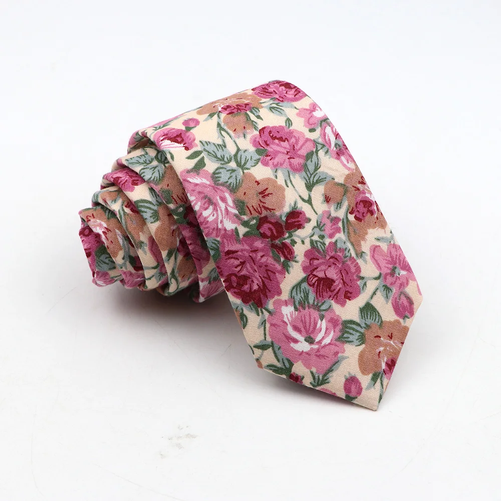Nueva corbata Floral para hombre, corbata informal ajustada de algodón para boda, corbatas informales para hombre, trajes clásicos, corbatas con estampado de flores