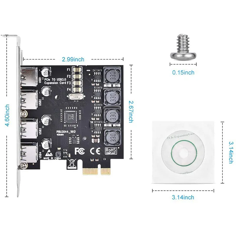 Self Powered PCIE USB 3.0 Karte 4 Ports PCI Expree zu USB Erweiterungskarte Super Speed 5 Gbit/s PCI-e USB3 Hub Controller Adapter