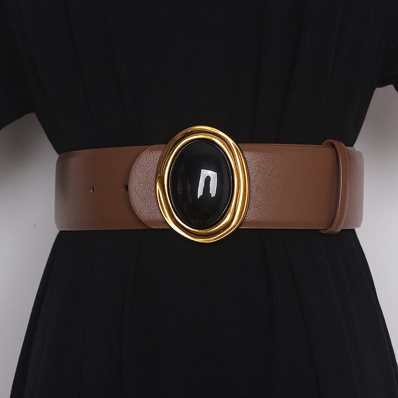Frauen Runway Fashion Doppel Seite Echtes Leder Cummerbunds Weibliche Kleid Korsetts Bund Gürtel Dekoration Breiten Gürtel TB1075