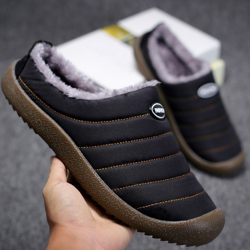 Winter Plüsch Männer Hausschuhe große Größe 48 47 Indoor warmes Fell Herren Panto letten Schuhe Unisex Schlafzimmer Rutschen wasserdichte männliche Hausschuhe Slip on