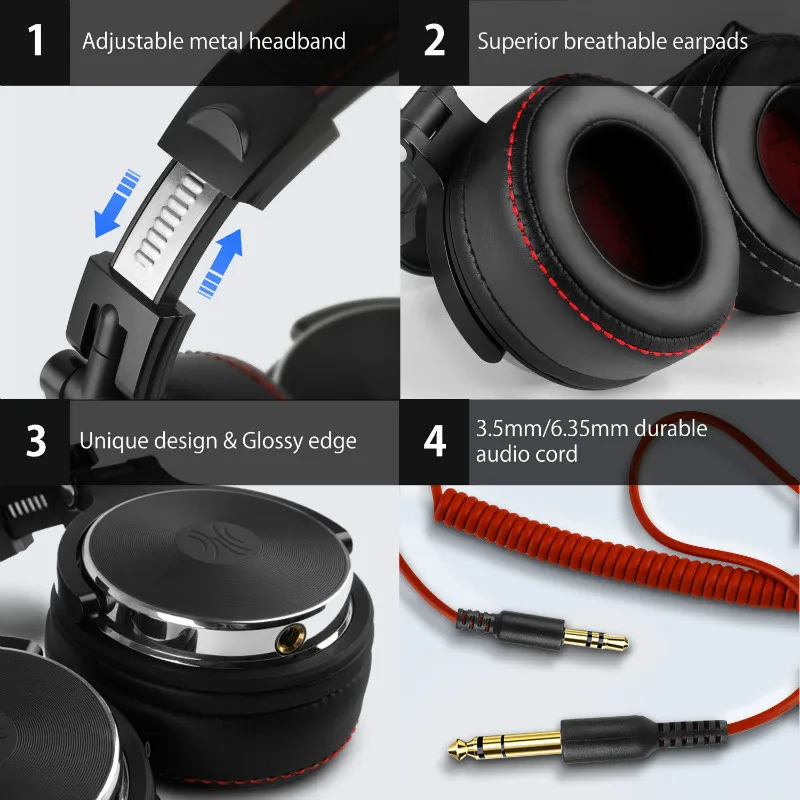 Oneodio-auriculares con cable para estudio profesional, audífonos de alta resolución con micrófono para DJ, control de música y teléfono