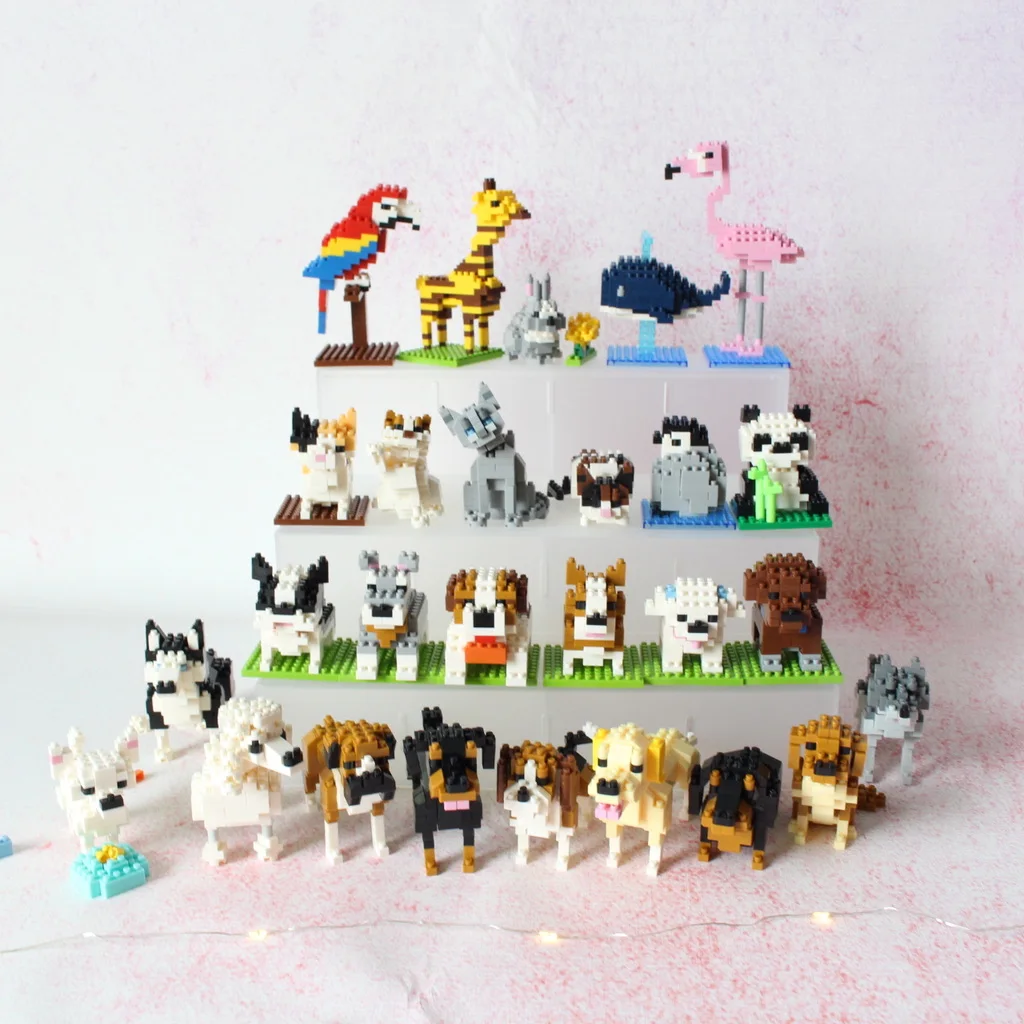 Wisehawk diamante mini blocos de construção saco de brinquedo animal blocos de construção A1-B26 cão gato pássaro série animal para crianças presentes
