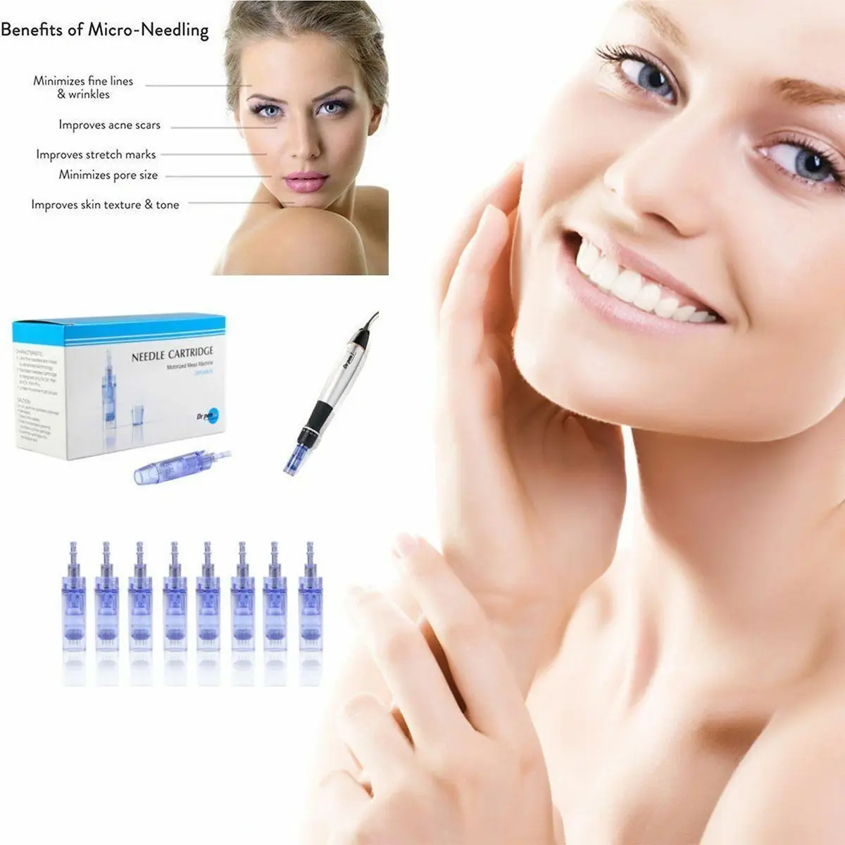 FDA 10 Chiếc Xanh Dương Dr. Pen Ultima A1 Kim Hộp Da Đổi Mới Microneedle Derma Bút Thay Thế Hình Xăm Đầu