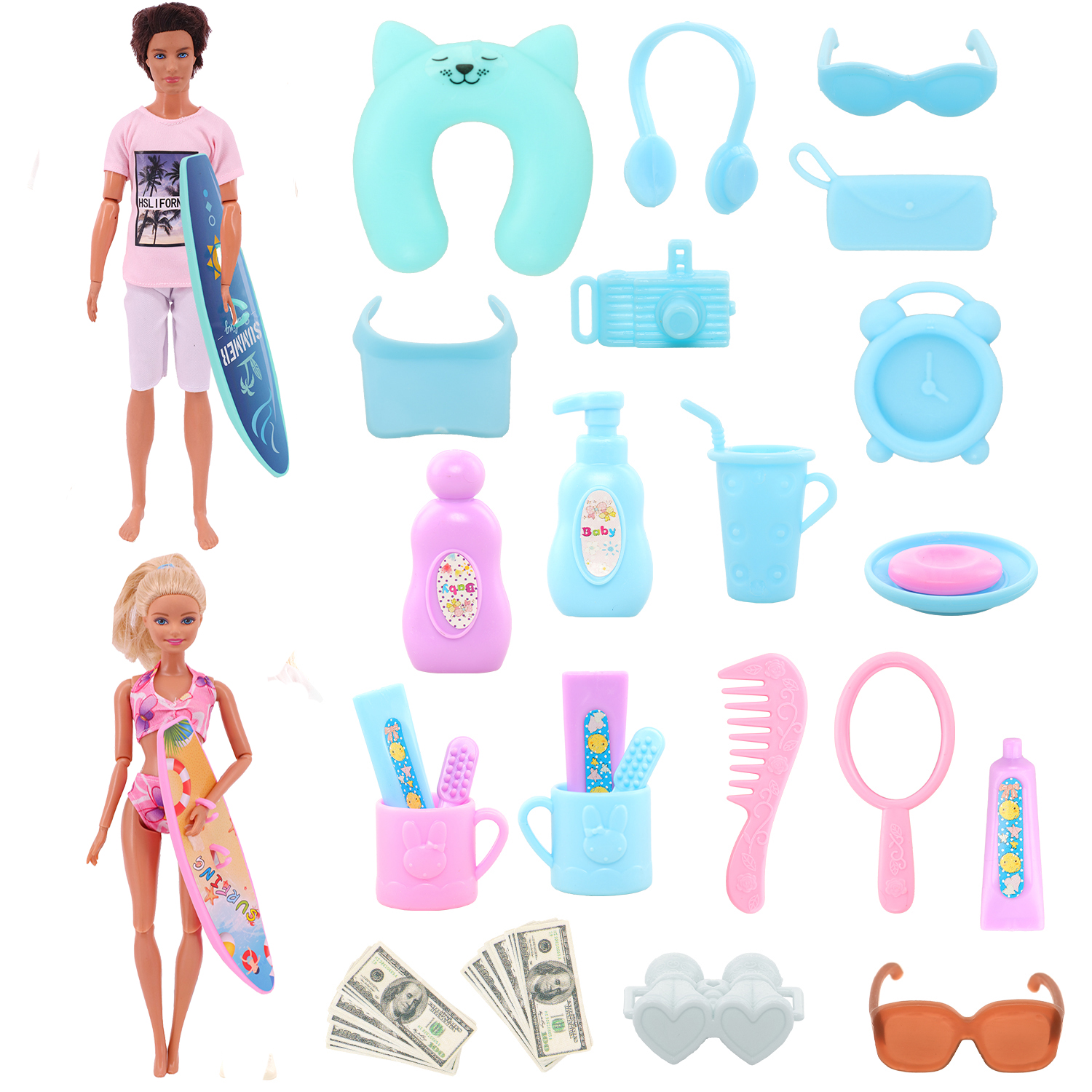 Liquidação_35 peças roupas de boneca sapatos acessórios de vida de viagem adequados para bonecas bjd de 11,5 polegadas e 30cm, brinquedos para meninas, boneca acc