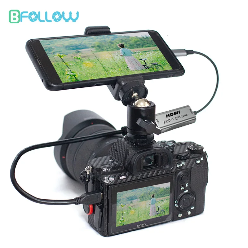 BFOLLOW Android Điện Thoại Máy Tính Bảng Như Máy Ảnh Giám HDMI Cho Vlog Youtuber Nhà Làm Phim DSLR Bắt Hình Thẻ