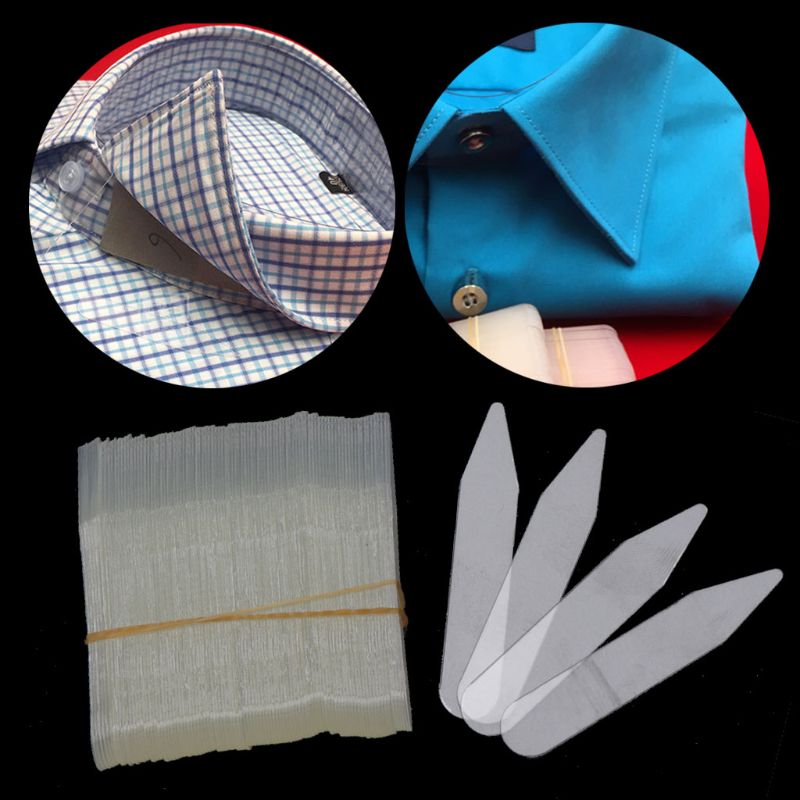 200Pcs Plastic Collar Stays Stiffeners Stay Shirt Men Clear Collar Stays