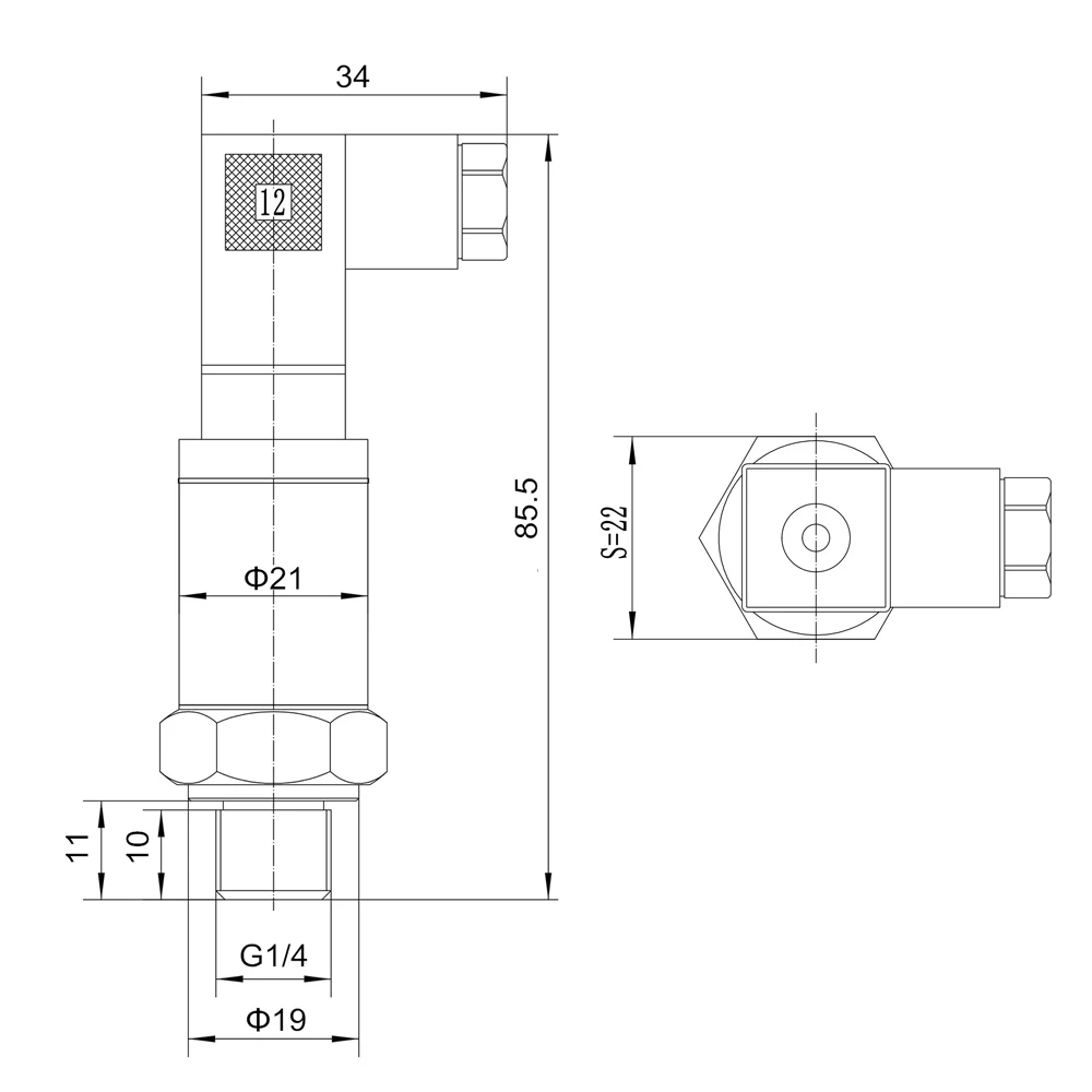 Nước Dầu Nhiên Liệu Khí Áp Suất Không Khí Phát G1/4 12-36V 4-20mA 0-600bar Tùy Chọn Áp Suất Inox đầu Dò Cảm Biến