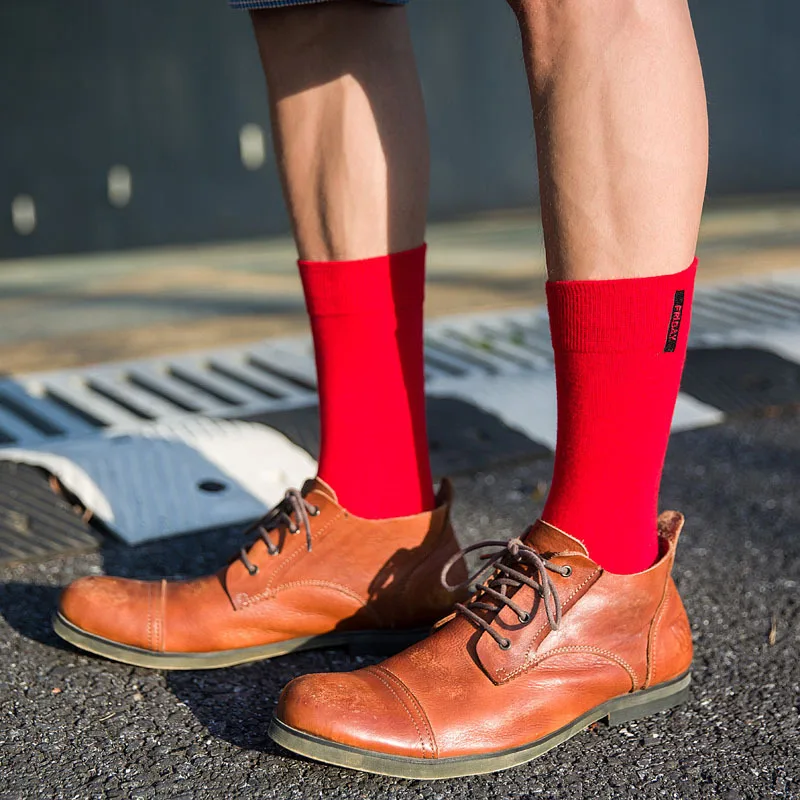 Calcetines informales de otoño e invierno para Hombre, Calcetines felices de Color sólido, Calcetines de algodón peinado con letras bordadas a la moda, Calcetines para Hombre