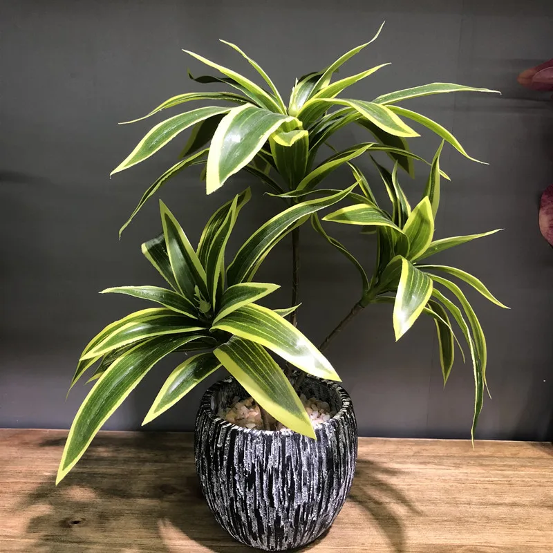 36 cm 3 Köpfe Künstliche Palme Kunststoff Bambus Zweig Tropische Topfpflanzen Gefälschte Gras Für Home Desktop Pflanze Wand Dekoration