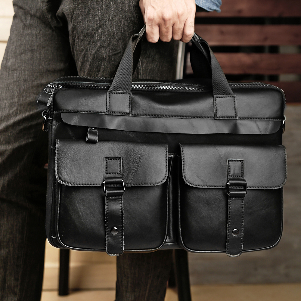 Joyir Echt Lederen Heren Aktetassen 15.6 "Laptoptas Kantoortassen Voor Heren Document Zakelijke Schoudertas Handtas