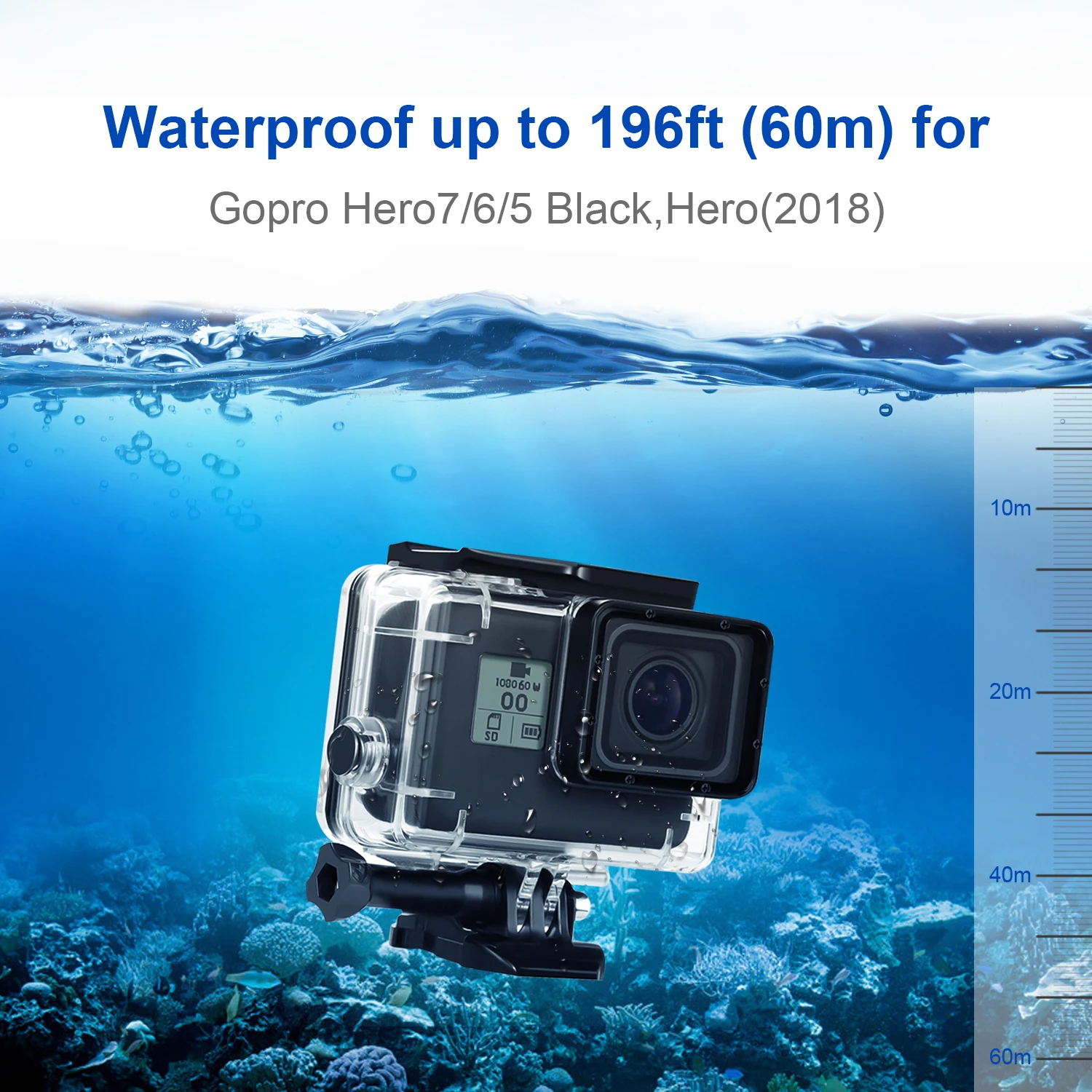 GoPro Hero 5 6 7 Chống Nước Nhà Ở Lưng Dưới Nước Lái Xe Đi Pro 5 6 Bảo Vệ Bổ Nhào Bao Hành Động camera Accessoris