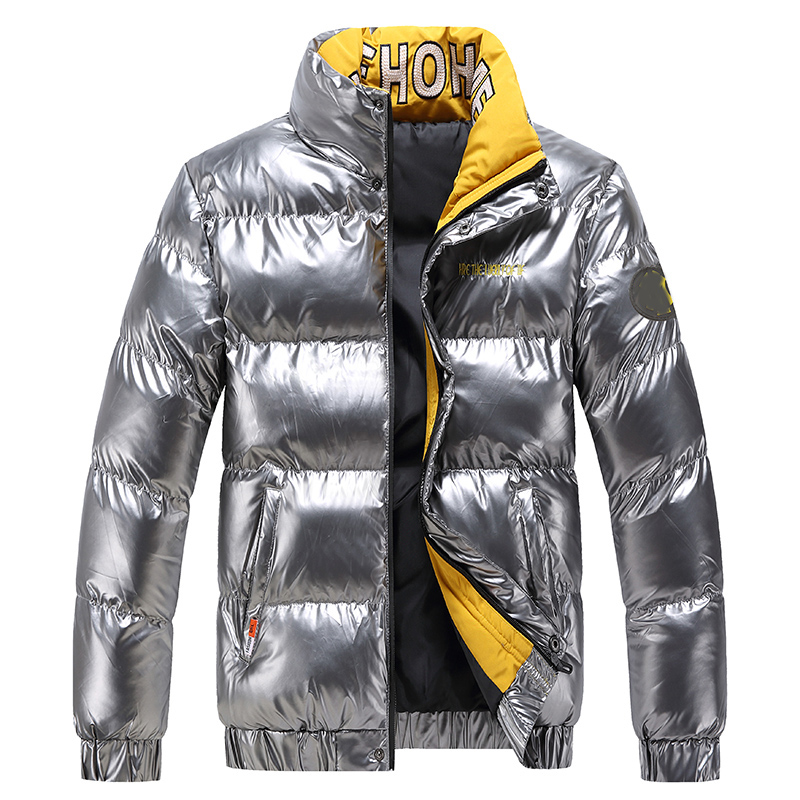 メンズフード付きダウンジャケット,シルバーレタリングプリントの暖かい冬の衣服,ファッショナブル,4xl