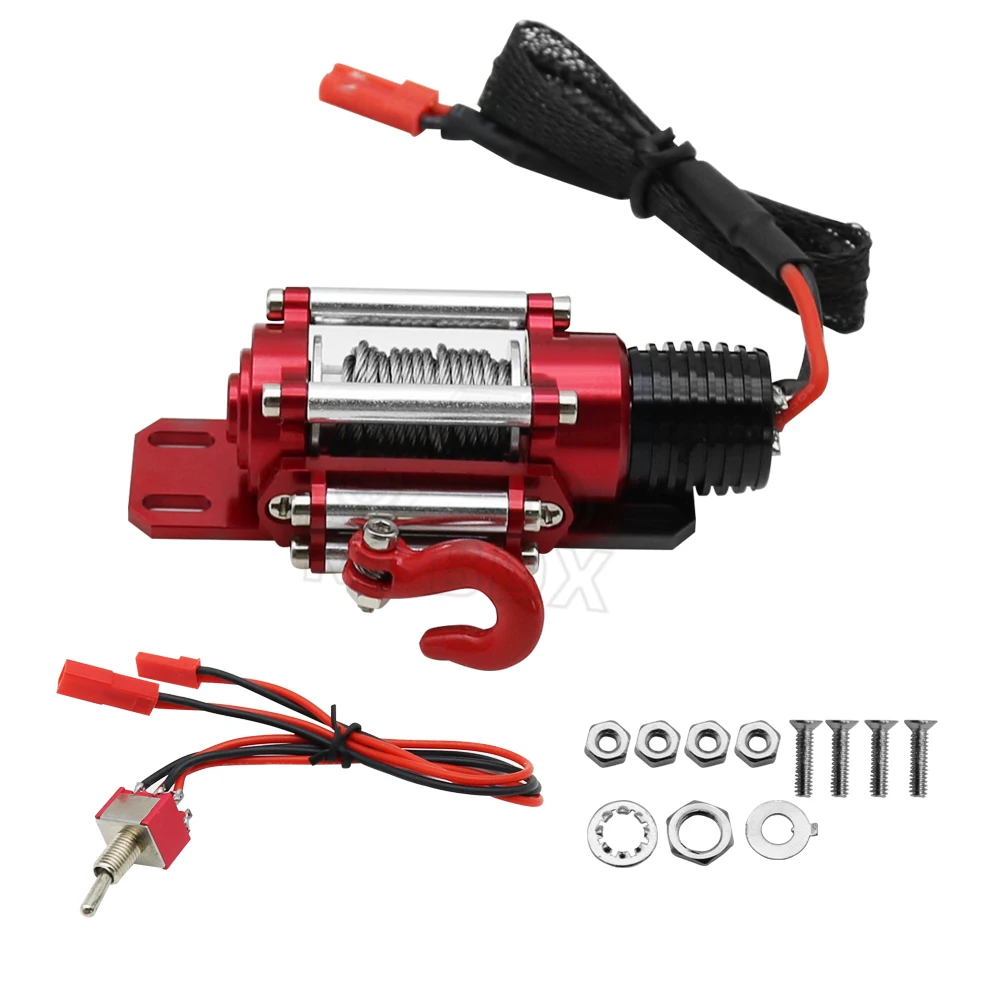 RC Xe Kim Loại Thép Không Gỉ Có Dây Tự Động Mô Phỏng Bộ Tời Cho 1/10 RC Xe Bánh Xích Xe Trục SCX10 II III RBX10 D110 D90 TRX4 TRX6