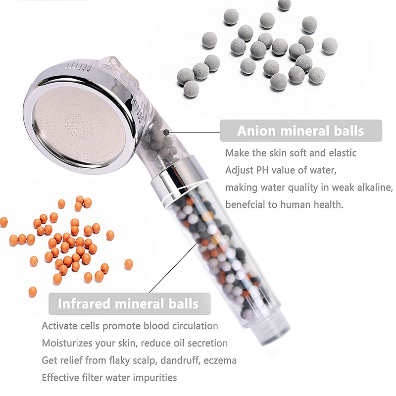 Zhangji 3 funções de alta pressão spa cabeça chuveiro poupança água handheld chuvas acessório do banheiro filtro ânion chuveiro