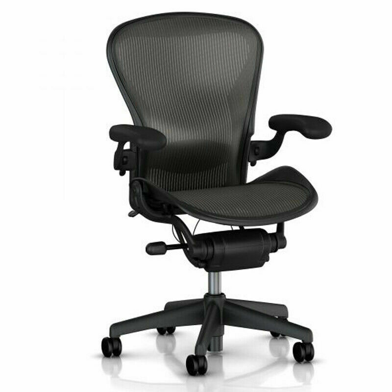 Vinyl Arm Pads Caps for Herman Miller Classic Aeron Office Home Chair Graphite/Black Smoke/Grey Color Fit Size A, B, C 1 Pair