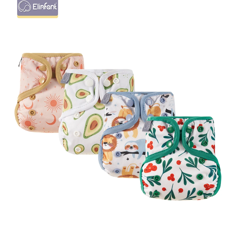 Elinfant-pañal de carbón de bambú para bebé recién nacido, aio, dentro de 5kg, impermeable, reutilizable, eclogic diaper