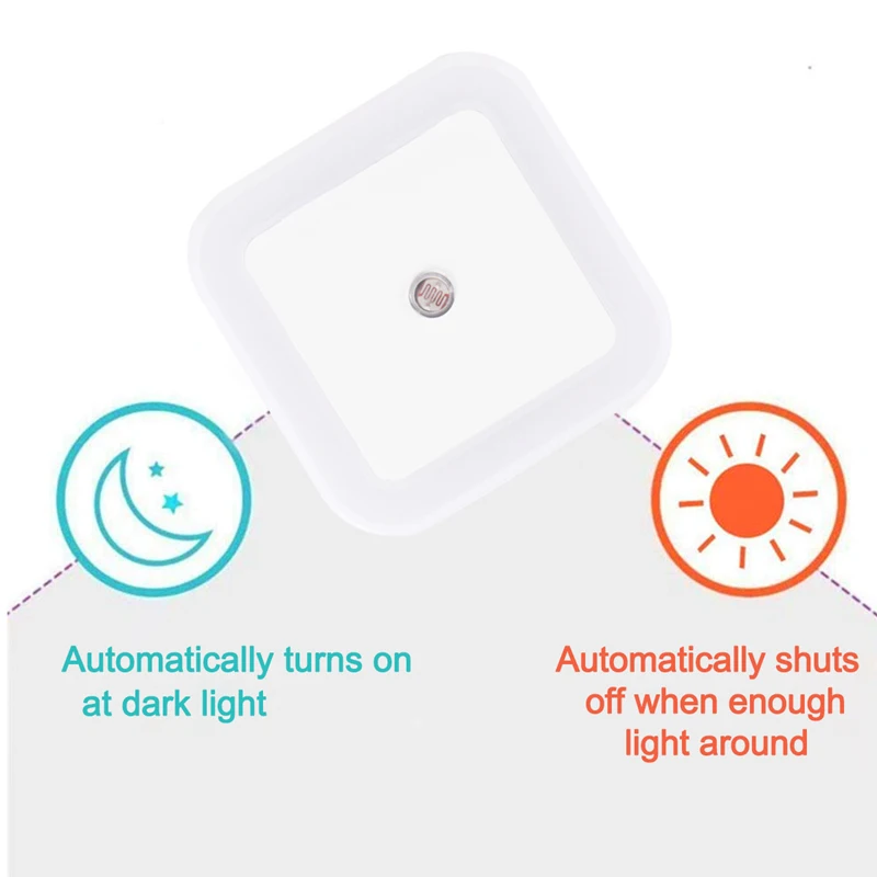 Luz LED nocturna enchufable UE EE. UU. con Sensor de iluminación, Control, ahorro de energía, luz de noche para niños, lámpara de pared para inodoro para dormitorio y hogar