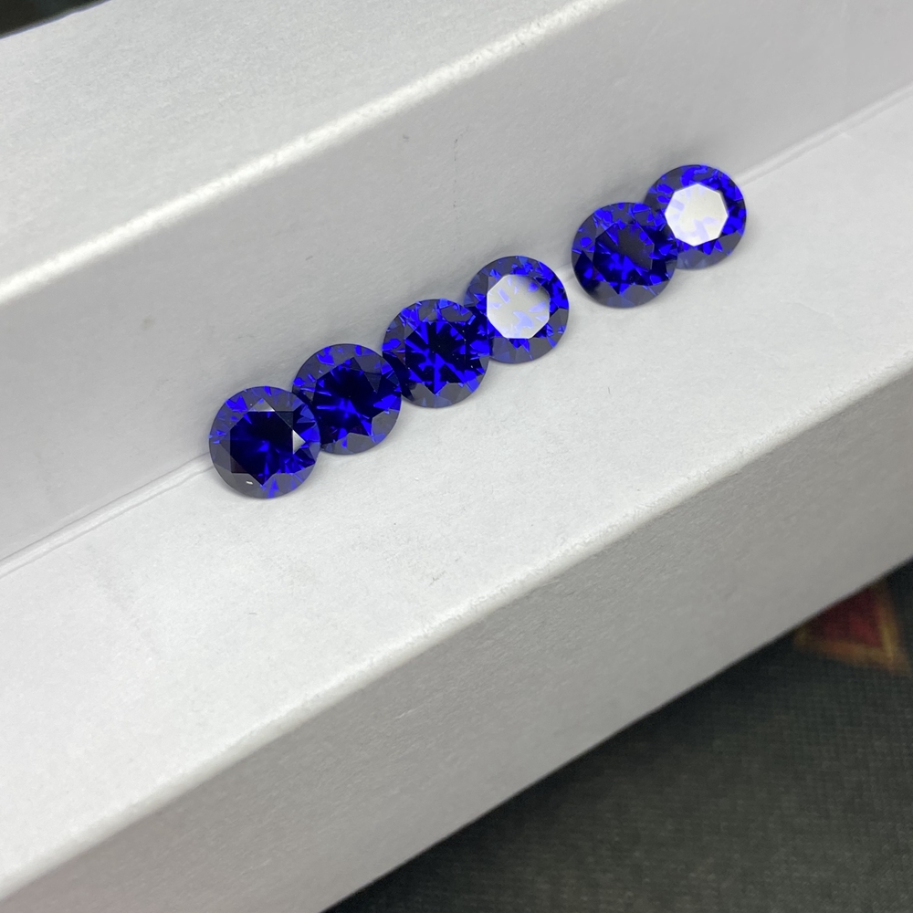 Meisidian 6.5Mm 34 # Korundum Bulat 5A Kualitas Lab Royal Biru Safir Batu Permata Longgar