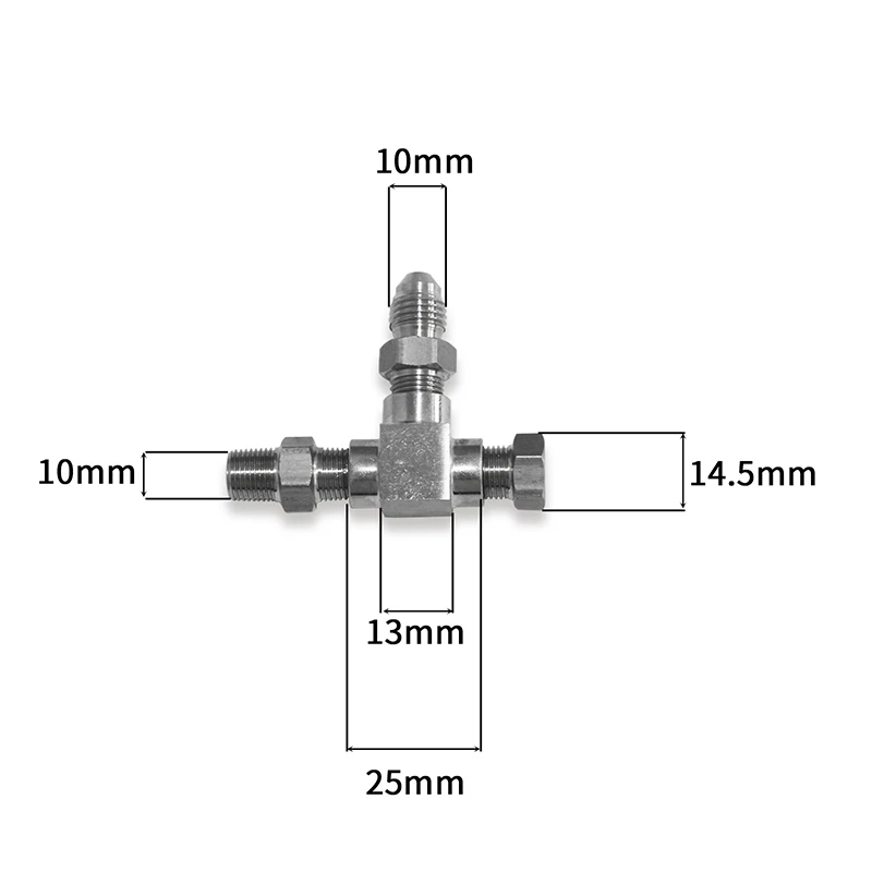 Adaptor Fitting Tee 3 Way 1/8 "NPT to 4AN & Plug Sensor tekanan oli blok alumunium Alloy